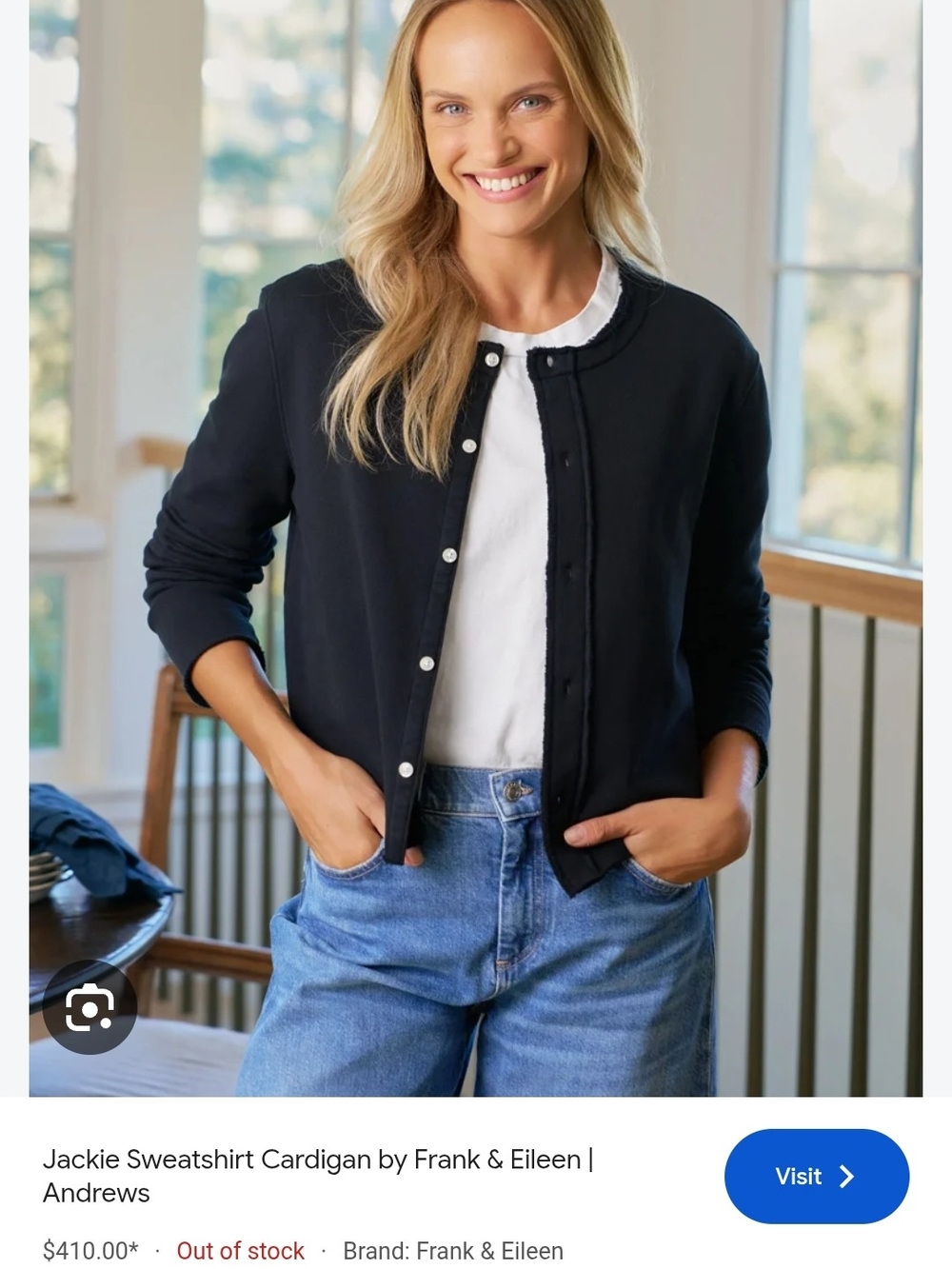 Frank & Eileen Jackie Black Sweatshirt Cardigan